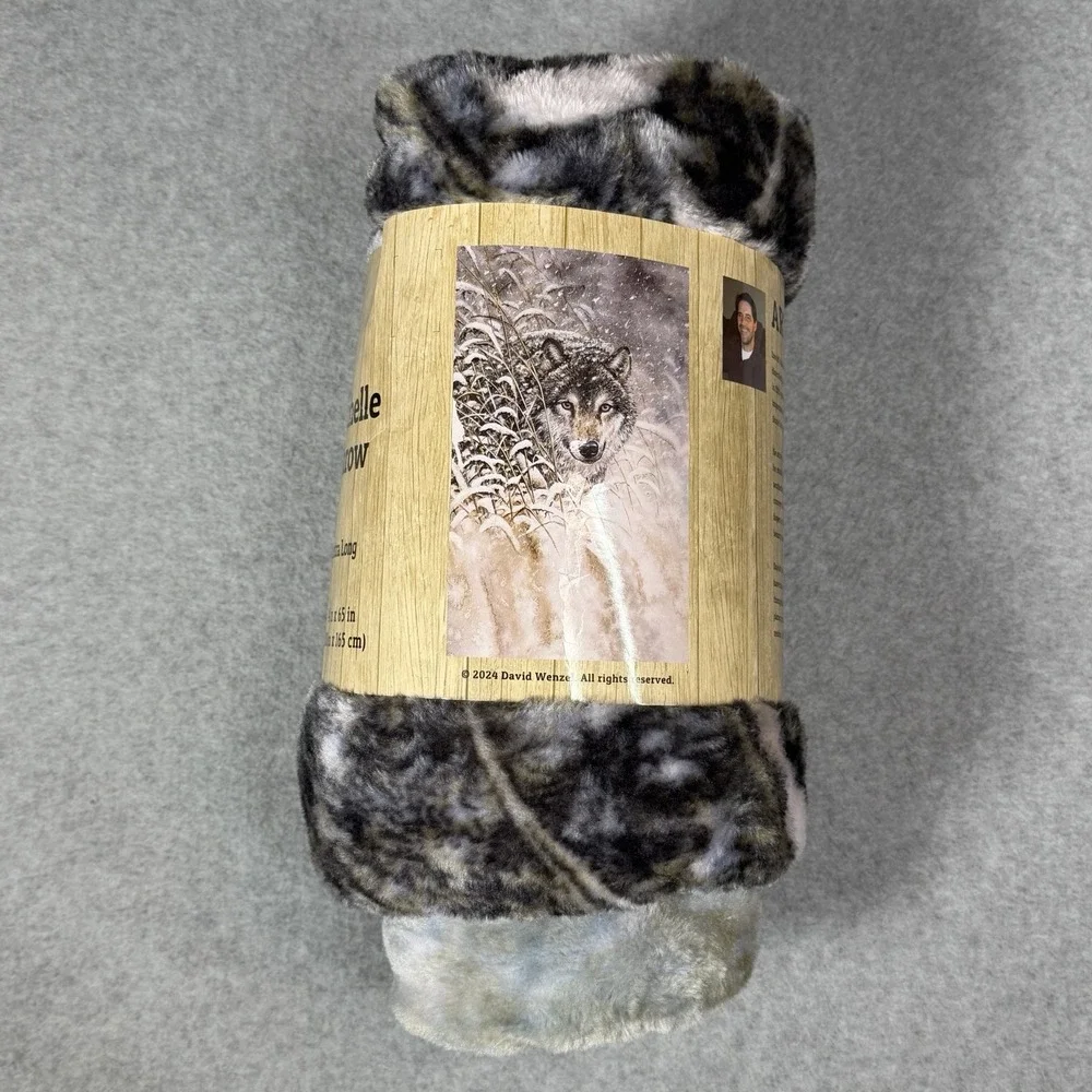New Rachelle Throw Fleece Blanket Extra Long By David Wenzel Wolf Image 40